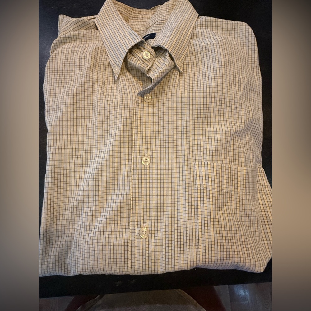 Burberry. Men’s Button Down. Blue & Yellow Check. Size Large.